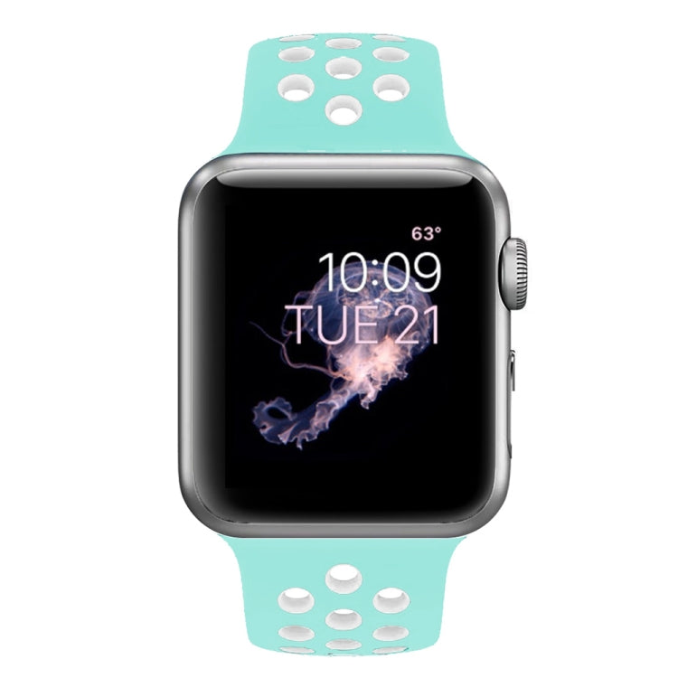 Frendorf | Für Apple Watch Series 10 42mm / 9&8&7 41mm / SE 3&SE 2&6&SE&5&4 40mm / 3&2&1 38mm Modisches Klassisches Silikon Sportuhrband (Weiß Grün)