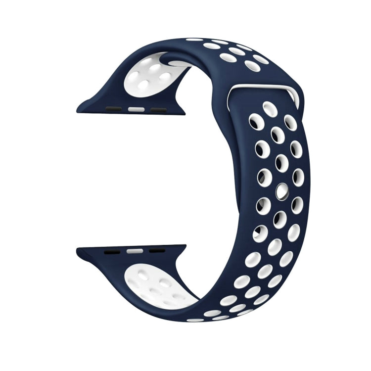 Frendorf | Für Apple Watch Series 10 42mm / 9&8&7 41mm / SE 3&SE 2&6&SE&5&4 40mm / 3&2&1 38mm Modische Klassische Silikon Sportuhrarmband (Dunkelblau Weiß)
