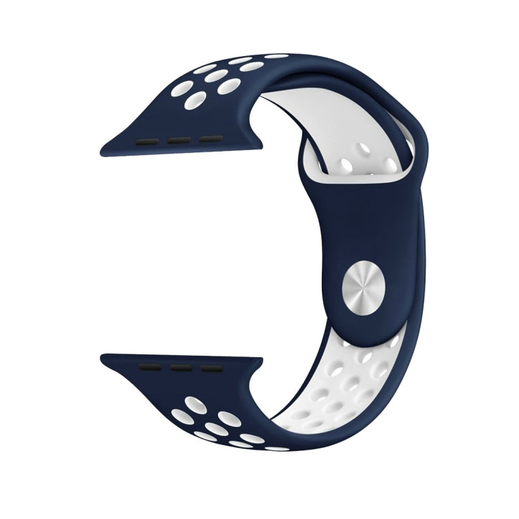 Frendorf | Für Apple Watch Series 10 42mm / 9&8&7 41mm / SE 3&SE 2&6&SE&5&4 40mm / 3&2&1 38mm Modische Klassische Silikon Sportuhrarmband (Dunkelblau Weiß)