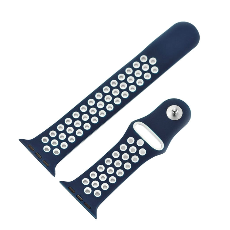 Frendorf | Für Apple Watch Series 10 42mm / 9&8&7 41mm / SE 3&SE 2&6&SE&5&4 40mm / 3&2&1 38mm Modische Klassische Silikon Sportuhrarmband (Dunkelblau Weiß)