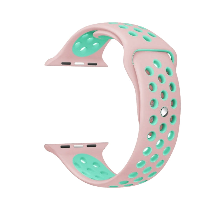 Frendorf | Für Apple Watch Series 10 42mm / 9&8&7 41mm / SE 3&SE 2&6&SE&5&4 40mm / 3&2&1 38mm Modisches Klassisches Silikon Sportuhrarmband (Pink Grün)