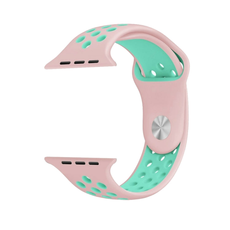 Frendorf | Für Apple Watch Series 10 42mm / 9&8&7 41mm / SE 3&SE 2&6&SE&5&4 40mm / 3&2&1 38mm Modisches Klassisches Silikon Sportuhrarmband (Pink Grün)