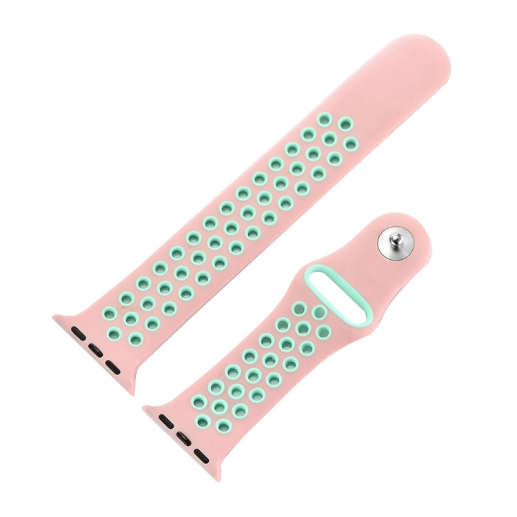 Frendorf | Für Apple Watch Series 10 42mm / 9&8&7 41mm / SE 3&SE 2&6&SE&5&4 40mm / 3&2&1 38mm Modisches Klassisches Silikon Sportuhrarmband (Pink Grün)