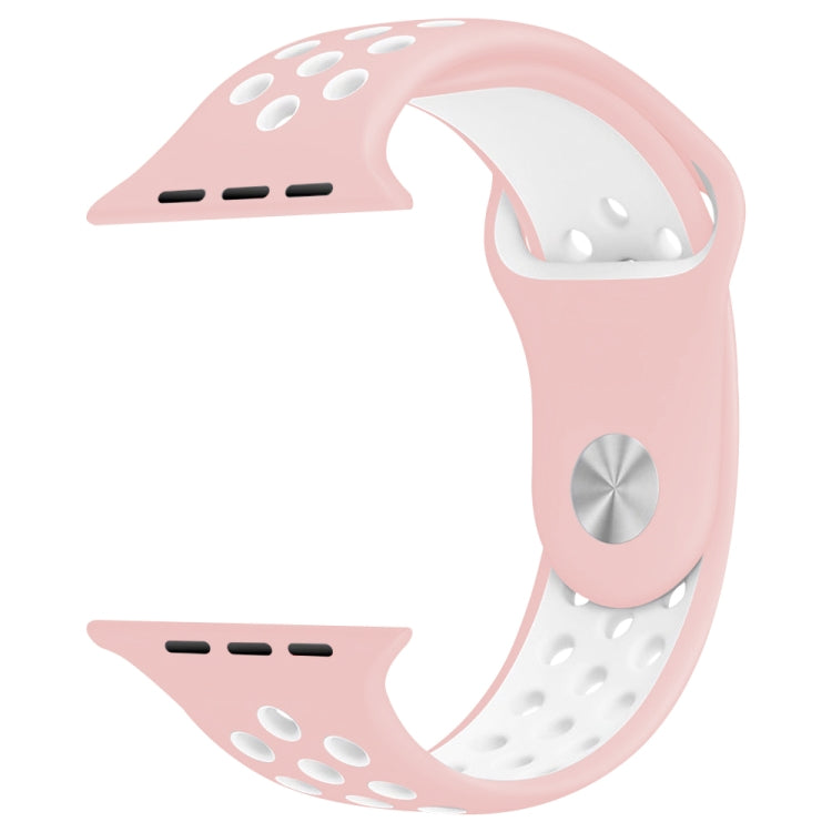 Frendorf | Für Apple Watch Series 7 41mm / 6 & SE & 5 & 4 40mm / 3 & 2 & 1 38mm Modisches Klassisches Silikon Sport Armband (Pink Weiß)