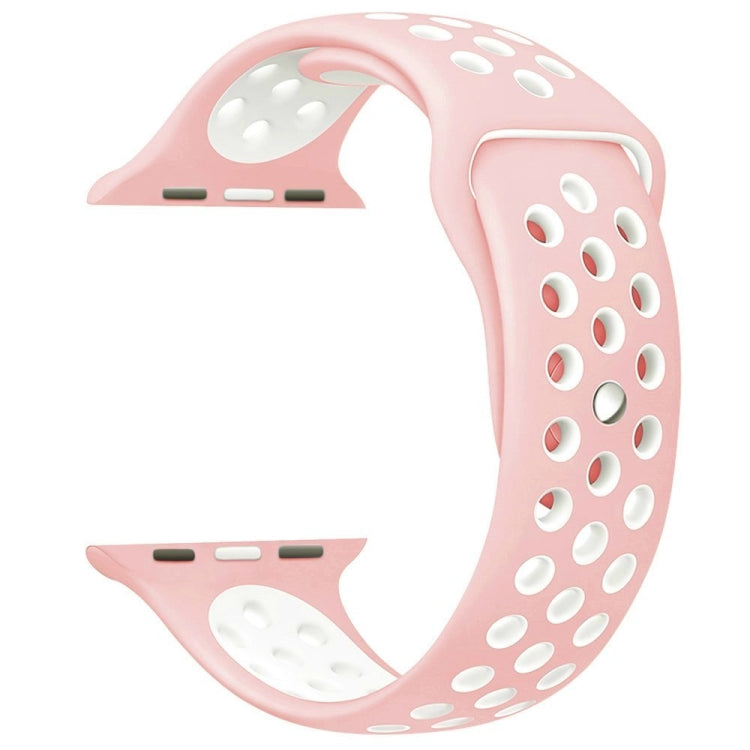 Frendorf | Für Apple Watch Series 7 41mm / 6 & SE & 5 & 4 40mm / 3 & 2 & 1 38mm Modisches Klassisches Silikon Sport Armband (Pink Weiß)