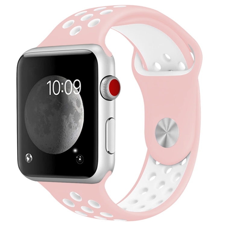 Frendorf | Für Apple Watch Series 7 41mm / 6 & SE & 5 & 4 40mm / 3 & 2 & 1 38mm Modisches Klassisches Silikon Sport Armband (Pink Weiß)