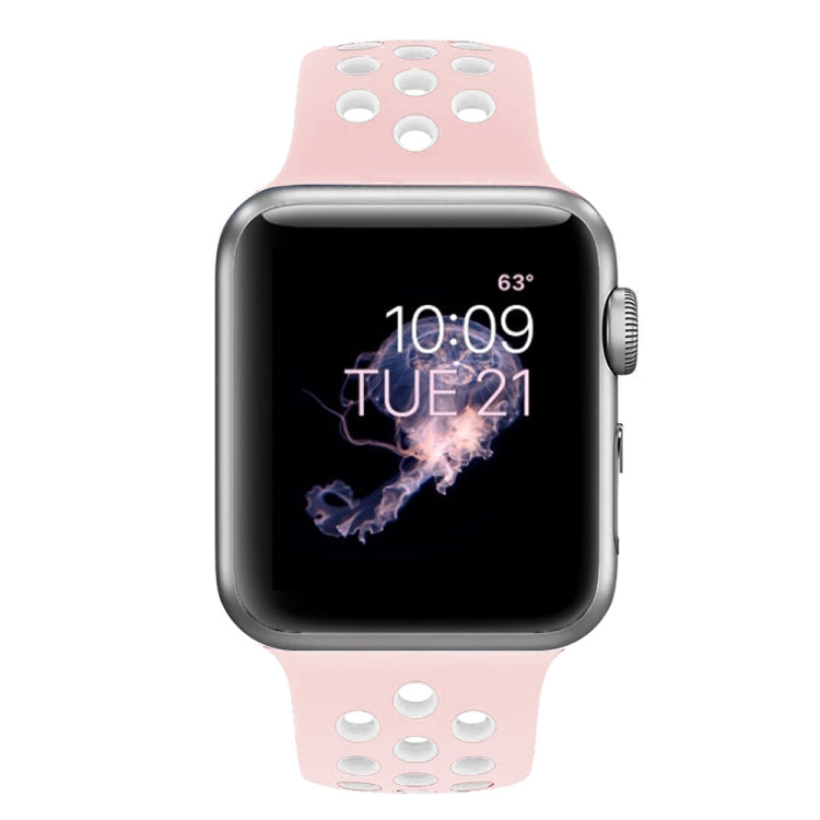 Frendorf | Für Apple Watch Series 7 41mm / 6 & SE & 5 & 4 40mm / 3 & 2 & 1 38mm Modisches Klassisches Silikon Sport Armband (Pink Weiß)