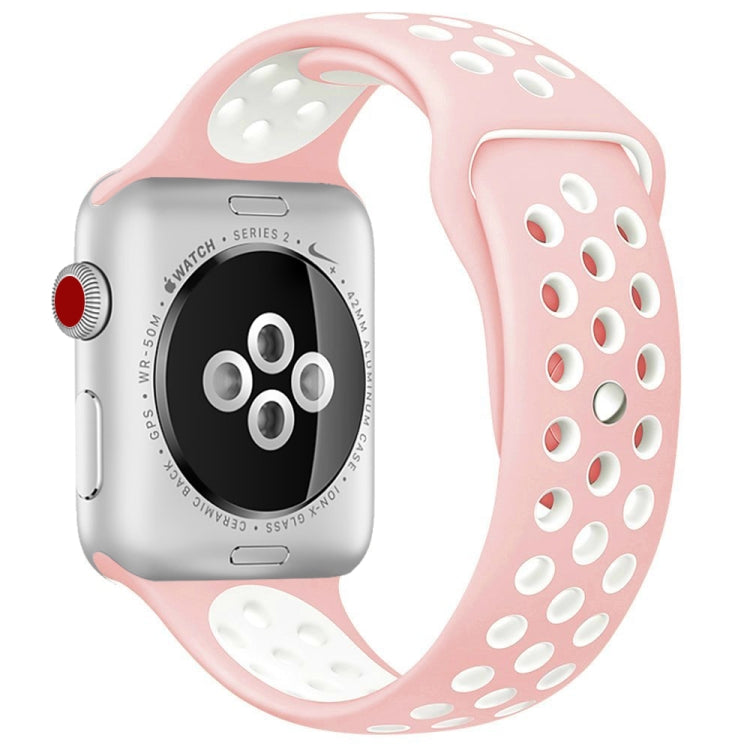 Frendorf | Für Apple Watch Series 7 41mm / 6 & SE & 5 & 4 40mm / 3 & 2 & 1 38mm Modisches Klassisches Silikon Sport Armband (Pink Weiß)