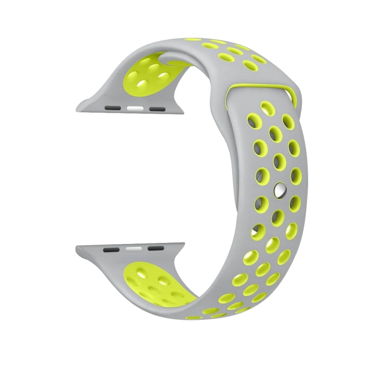 Frendorf | Für Apple Watch Series 7 41mm / 6 & SE & 5 & 4 40mm / 3 & 2 & 1 38mm Modisches Klassisches Silikon Sport Armband (Grau Gelb)