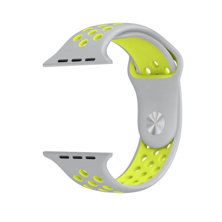 Frendorf | Für Apple Watch Series 7 41mm / 6 & SE & 5 & 4 40mm / 3 & 2 & 1 38mm Modisches Klassisches Silikon Sport Armband (Grau Gelb)