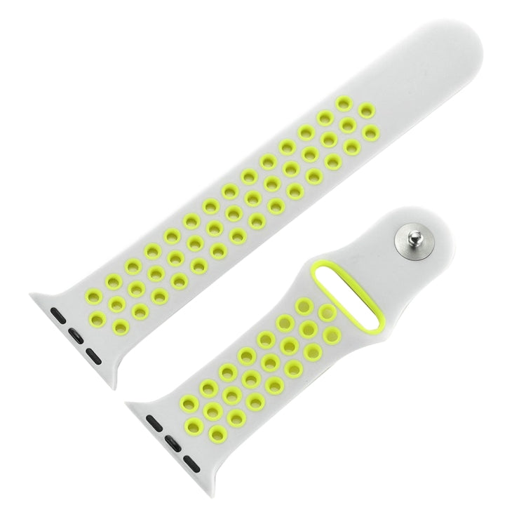 Frendorf | Für Apple Watch Series 7 41mm / 6 & SE & 5 & 4 40mm / 3 & 2 & 1 38mm Modisches Klassisches Silikon Sport Armband (Grau Gelb)