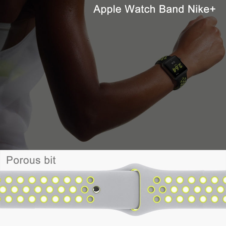 Frendorf | Für Apple Watch Series 7 41mm / 6 & SE & 5 & 4 40mm / 3 & 2 & 1 38mm Modisches Klassisches Silikon Sport Armband (Grau Gelb)