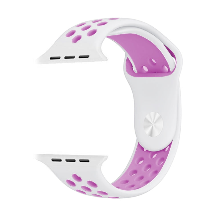 Frendorf | Für Apple Watch Series 7 41mm / 6 & SE & 5 & 4 40mm / 3 & 2 & 1 38mm Modisches Klassisches Silikon Sport Armband (Weiß Lila)