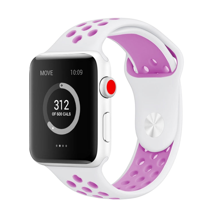 Frendorf | Für Apple Watch Series 7 41mm / 6 & SE & 5 & 4 40mm / 3 & 2 & 1 38mm Modisches Klassisches Silikon Sport Armband (Weiß Lila)