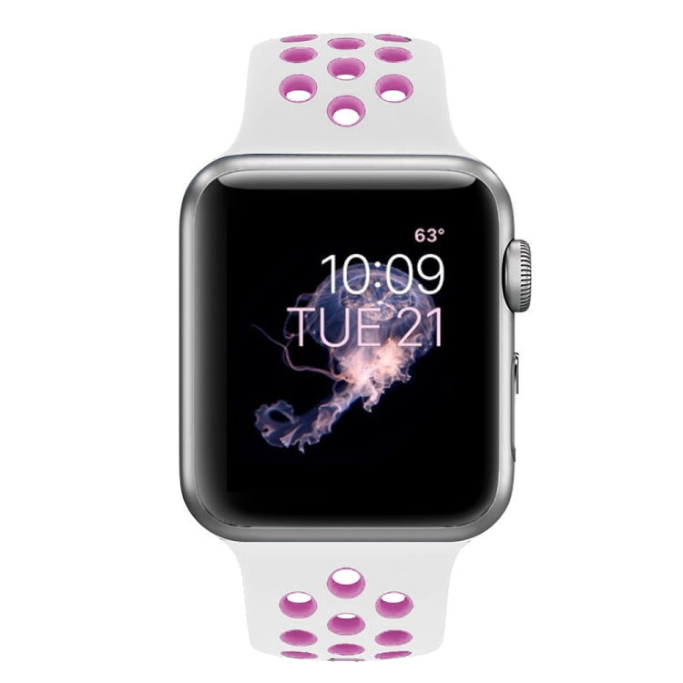 Frendorf | Für Apple Watch Series 7 41mm / 6 & SE & 5 & 4 40mm / 3 & 2 & 1 38mm Modisches Klassisches Silikon Sport Armband (Weiß Lila)