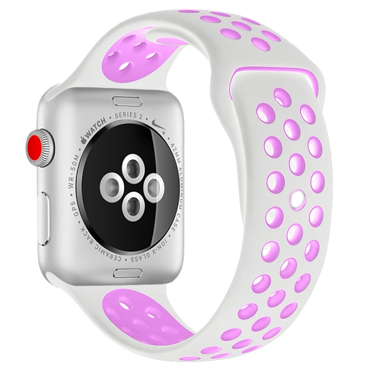 Frendorf | Für Apple Watch Series 7 41mm / 6 & SE & 5 & 4 40mm / 3 & 2 & 1 38mm Modisches Klassisches Silikon Sport Armband (Weiß Lila)