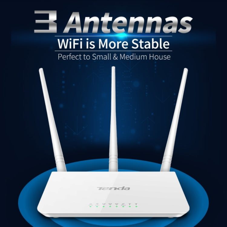 Frendorf | Tenda F3 Wireless 2,4GHz 300Mbps WiFi Router mit 3*5dBi externen Antennen (Weiß)