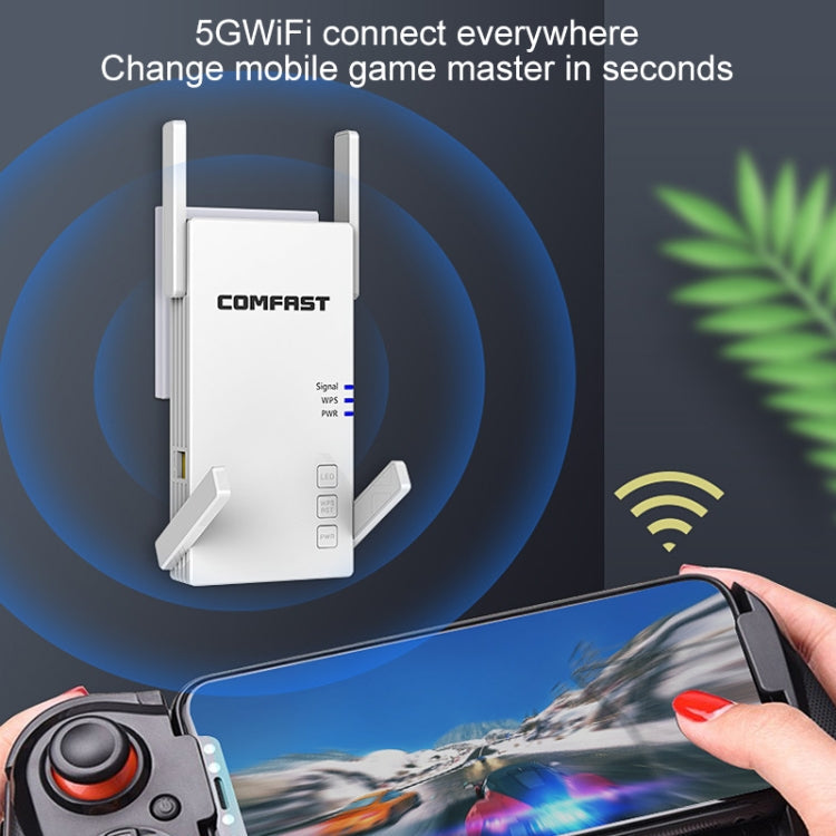 Frendorf | COMFAST CF-AC2100 2100Mbps Wireless WIFI Signal Amplifier Repeater Booster Netzwerk-Router mit 4 Antennen, EU-Stecker