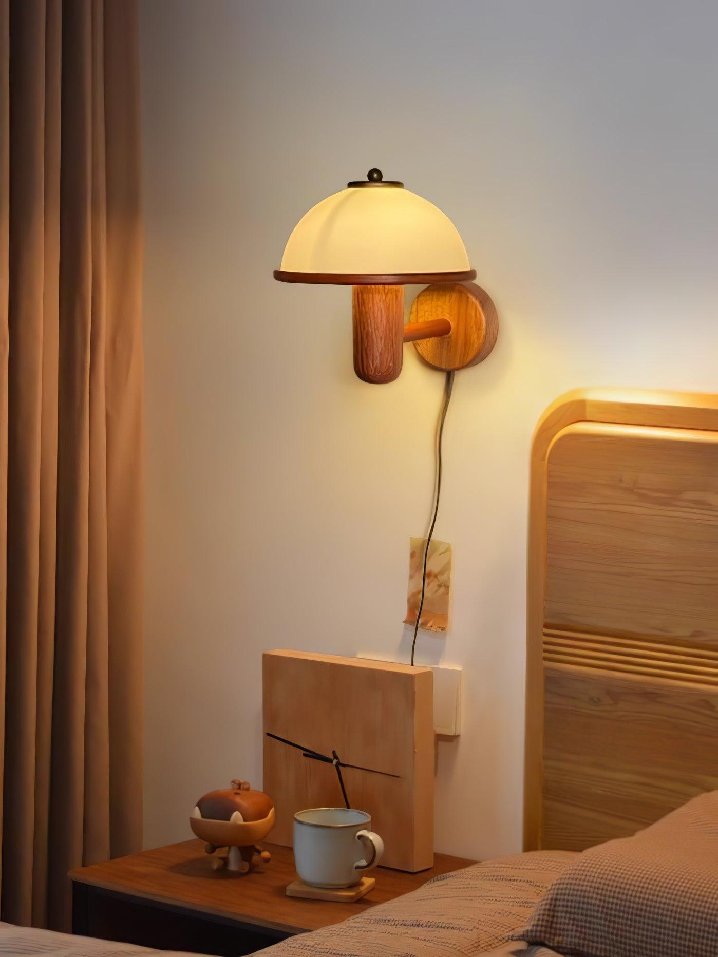Frendorf | AetherWood Pilz Holz Wandleuchte | Handgefertigt | Rustikales Design | Wandbeleuchtung für Wohnzimmer & Schlafzimmer