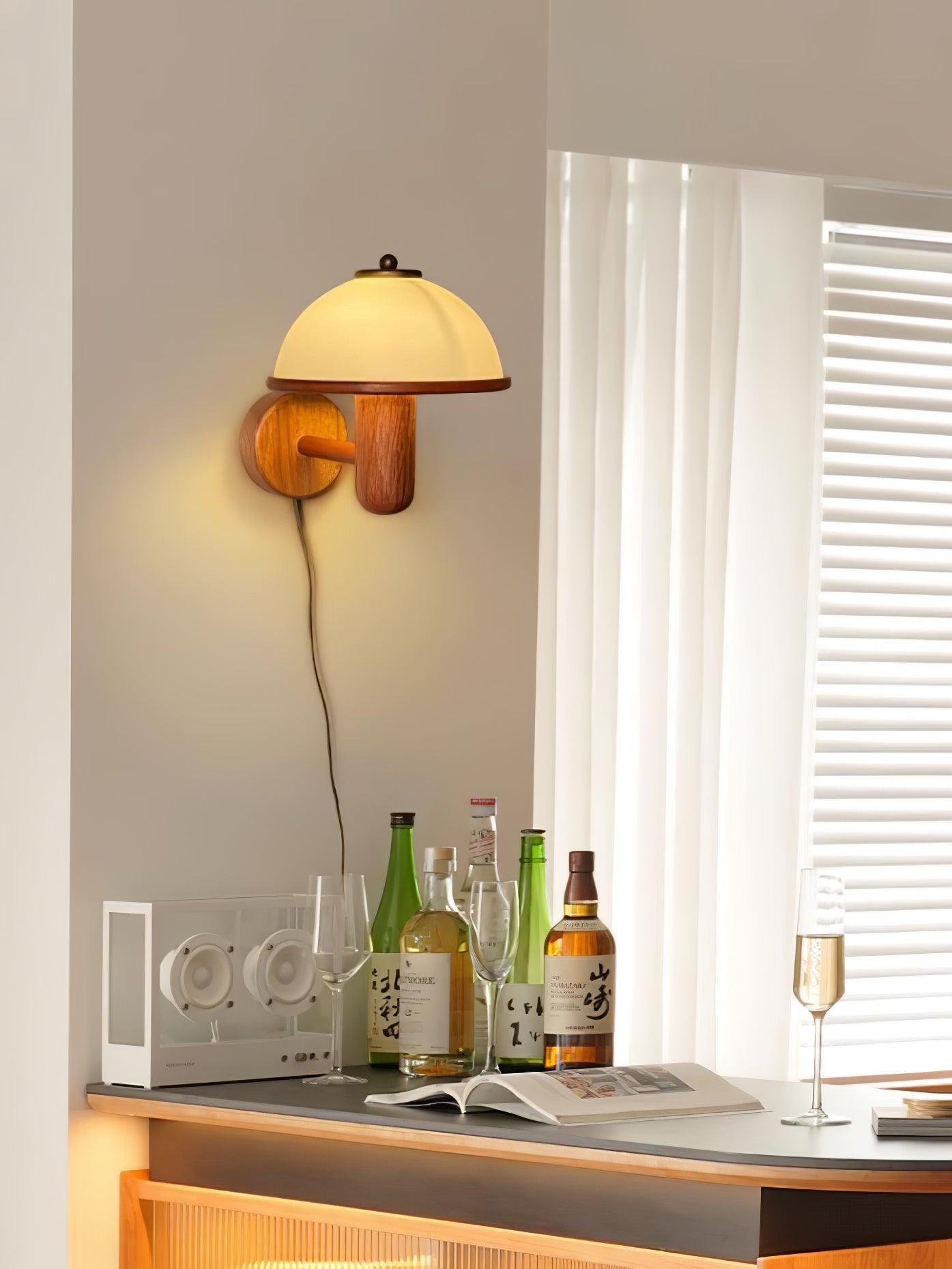 Frendorf | AetherWood Pilz Holz Wandleuchte | Handgefertigt | Rustikales Design | Wandbeleuchtung für Wohnzimmer & Schlafzimmer