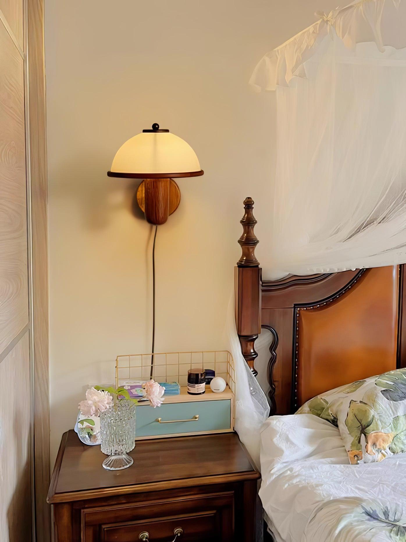 Frendorf | AetherWood Pilz Holz Wandleuchte | Handgefertigt | Rustikales Design | Wandbeleuchtung für Wohnzimmer & Schlafzimmer