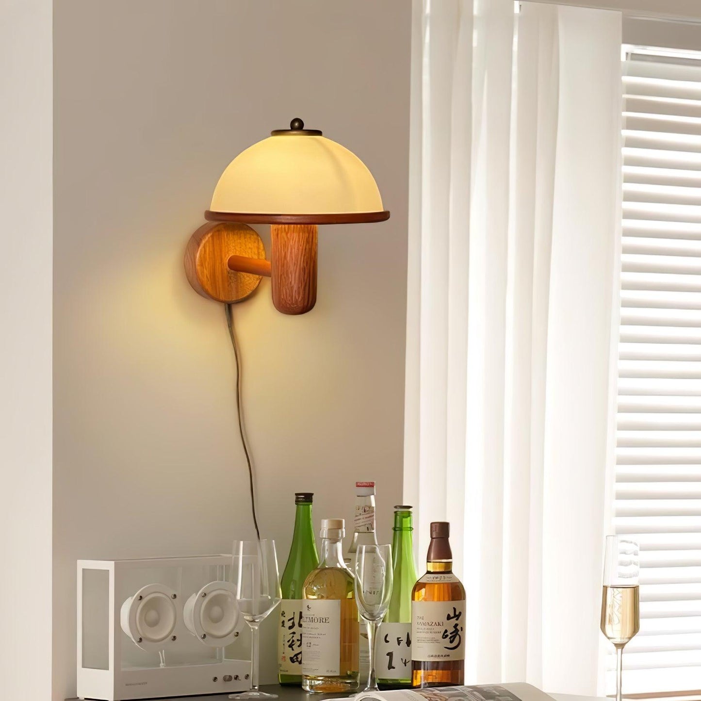 Frendorf | AetherWood Pilz Holz Wandleuchte | Handgefertigt | Rustikales Design | Wandbeleuchtung für Wohnzimmer & Schlafzimmer