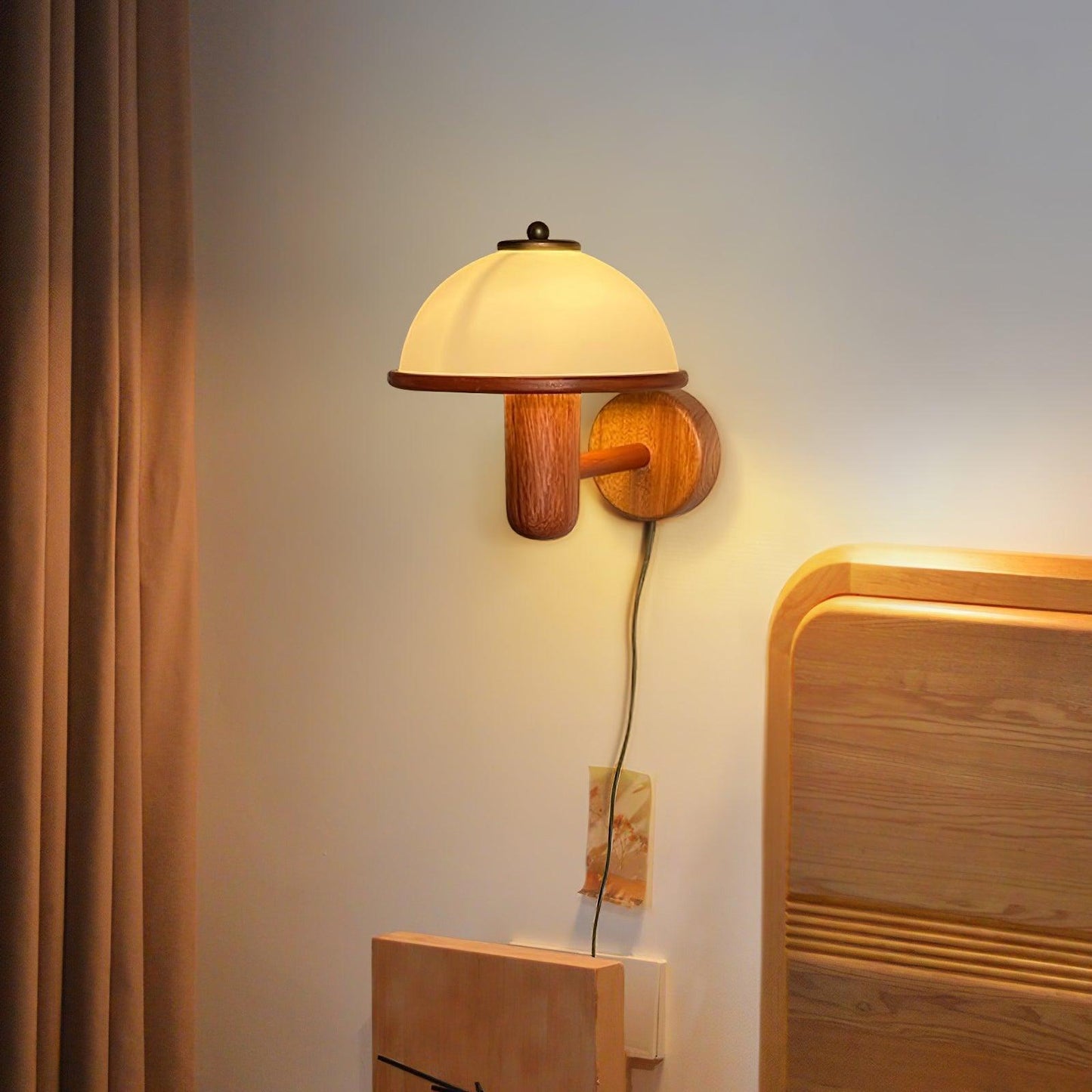 Frendorf | AetherWood Pilz Holz Wandleuchte | Handgefertigt | Rustikales Design | Wandbeleuchtung für Wohnzimmer & Schlafzimmer