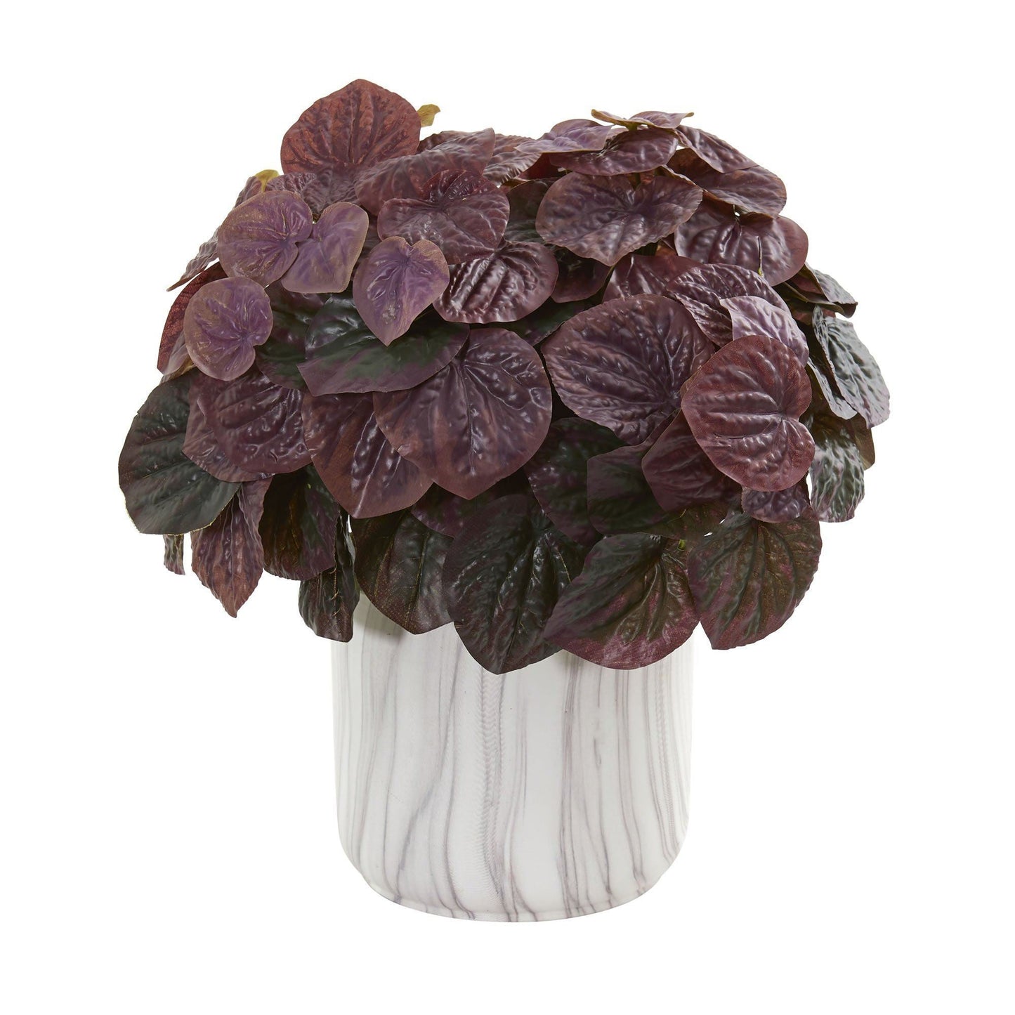 Wassermelone Peperomia Kunstpflanze in marmoriertem Vase (Echter Touch)
