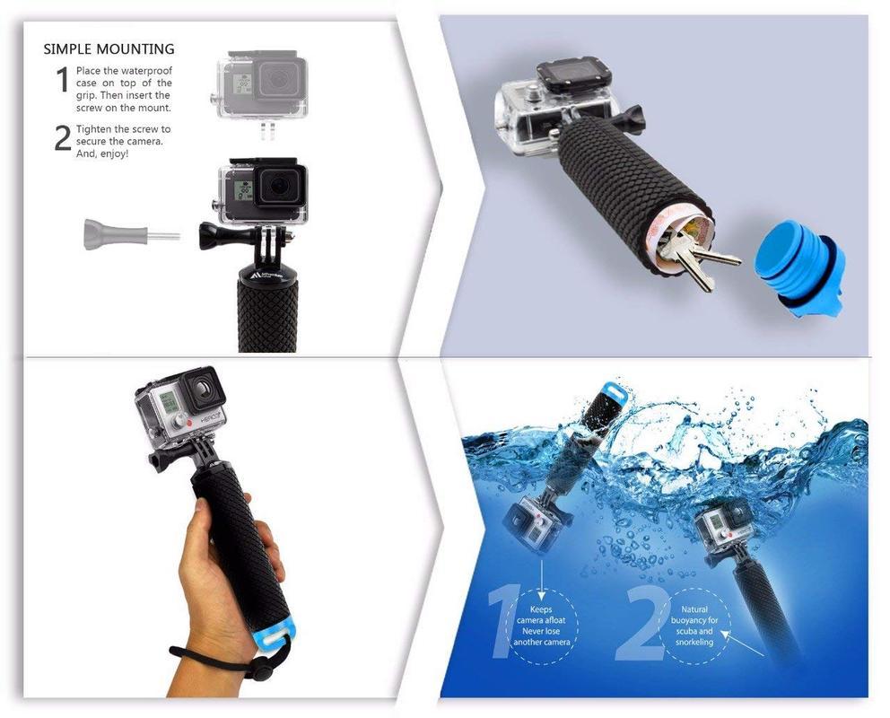 Frendorf | Wasserdichter schwimmender Handgriff für GoPro Kamera Hero 7 Session Hero 6 5 4 3+ 2 Wassersport Actionkameras Zubehör