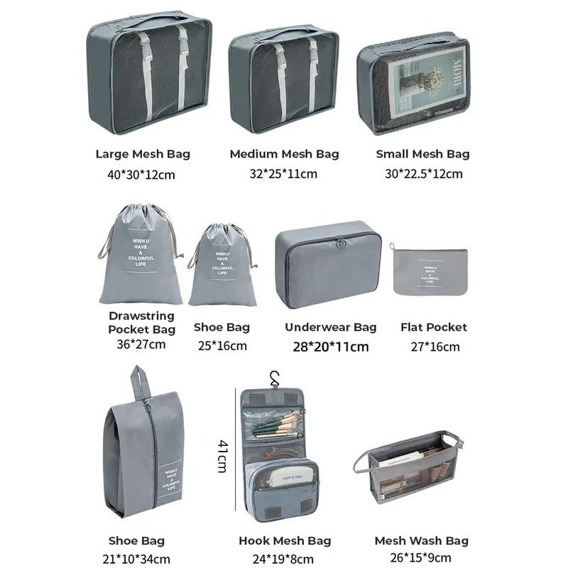 Frendorf | 10 Stück/Set Reisetaschen Organizer für Gepäckkoffer