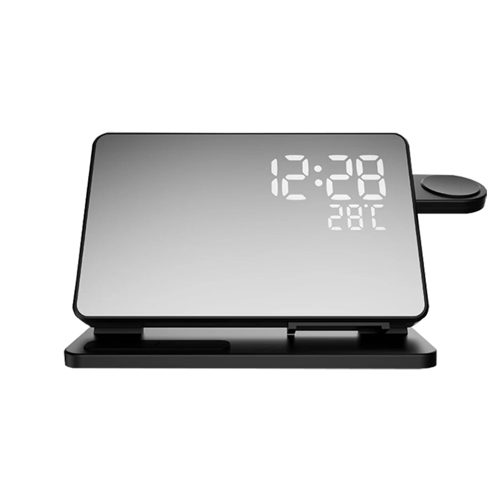 Frendorf | 3-in-1 Schnellladestation | Premium Wireless Fast Charging Dockingstation mit Wecker | für Apple iPhone, Watch & AirPods