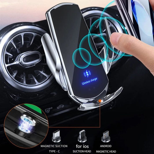Frendorf | 2-in-1 Kabelloses Auto-Ladegerät & Handyhalter Automatische Klemmung - Schnelles Laden Sichere Universelle Kompatibilität Einstellbar & Praktisch