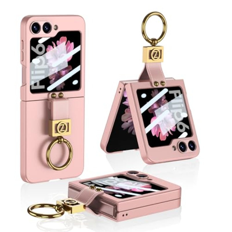Frendorf | Mit Ring Stand Ultra-Dünne Handyhülle mit eingebautem kleinen Bildschirm für Samsung Galaxy Z Flip 6