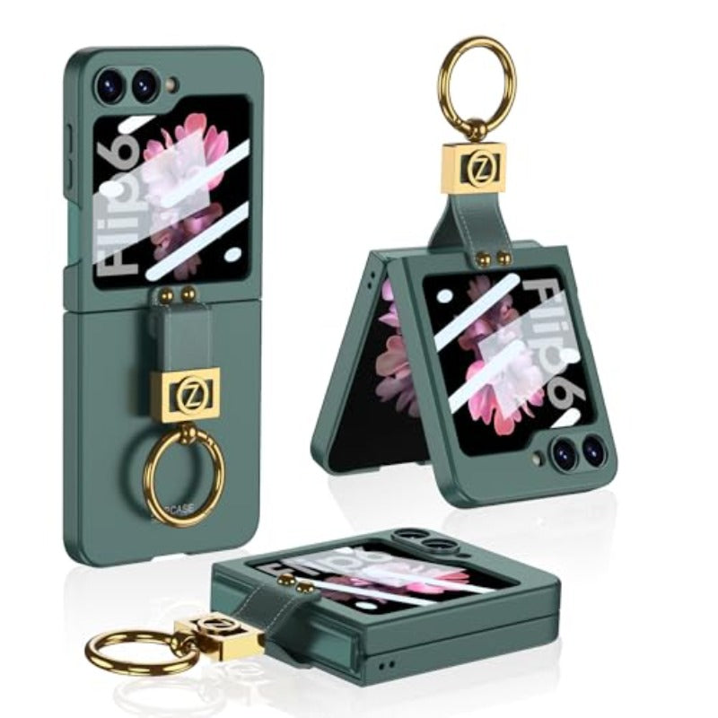 Frendorf | Mit Ring Stand Ultra-Dünne Handyhülle mit eingebautem kleinen Bildschirm für Samsung Galaxy Z Flip 6