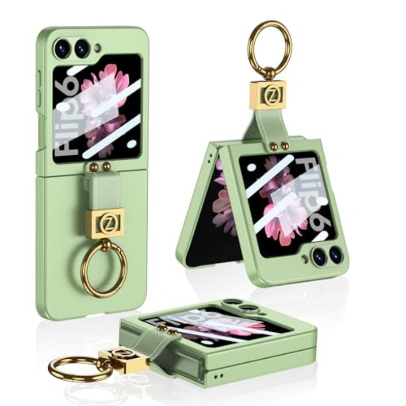 Frendorf | Mit Ring Stand Ultra-Dünne Handyhülle mit eingebautem kleinen Bildschirm für Samsung Galaxy Z Flip 6