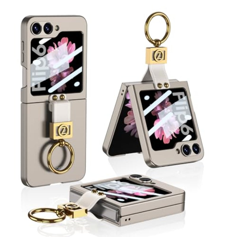 Frendorf | Mit Ring Stand Ultra-Dünne Handyhülle mit eingebautem kleinen Bildschirm für Samsung Galaxy Z Flip 6