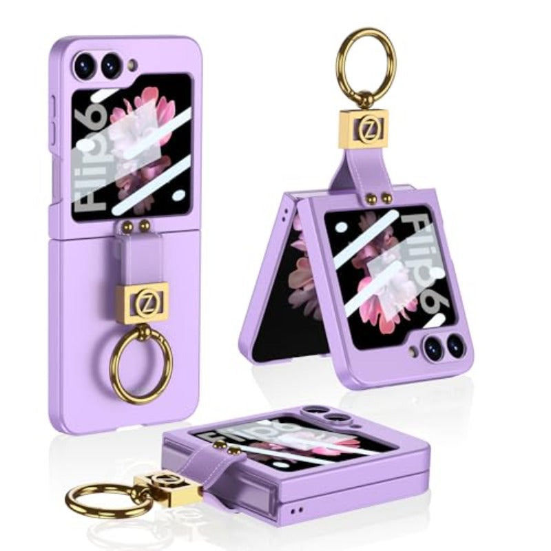 Frendorf | Mit Ring Stand Ultra-Dünne Handyhülle mit eingebautem kleinen Bildschirm für Samsung Galaxy Z Flip 6