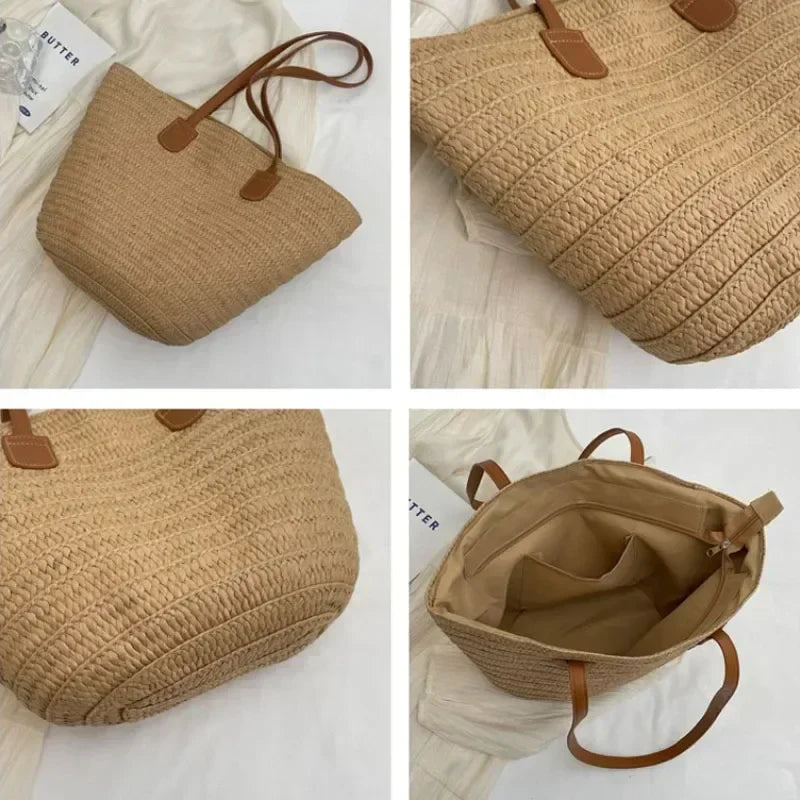 Frendorf | Basket Umhängetasche für Damen – Korbgeflecht-Design – praktisch und geräumig – vielseitige Tragemöglichkeiten – Wanduhr