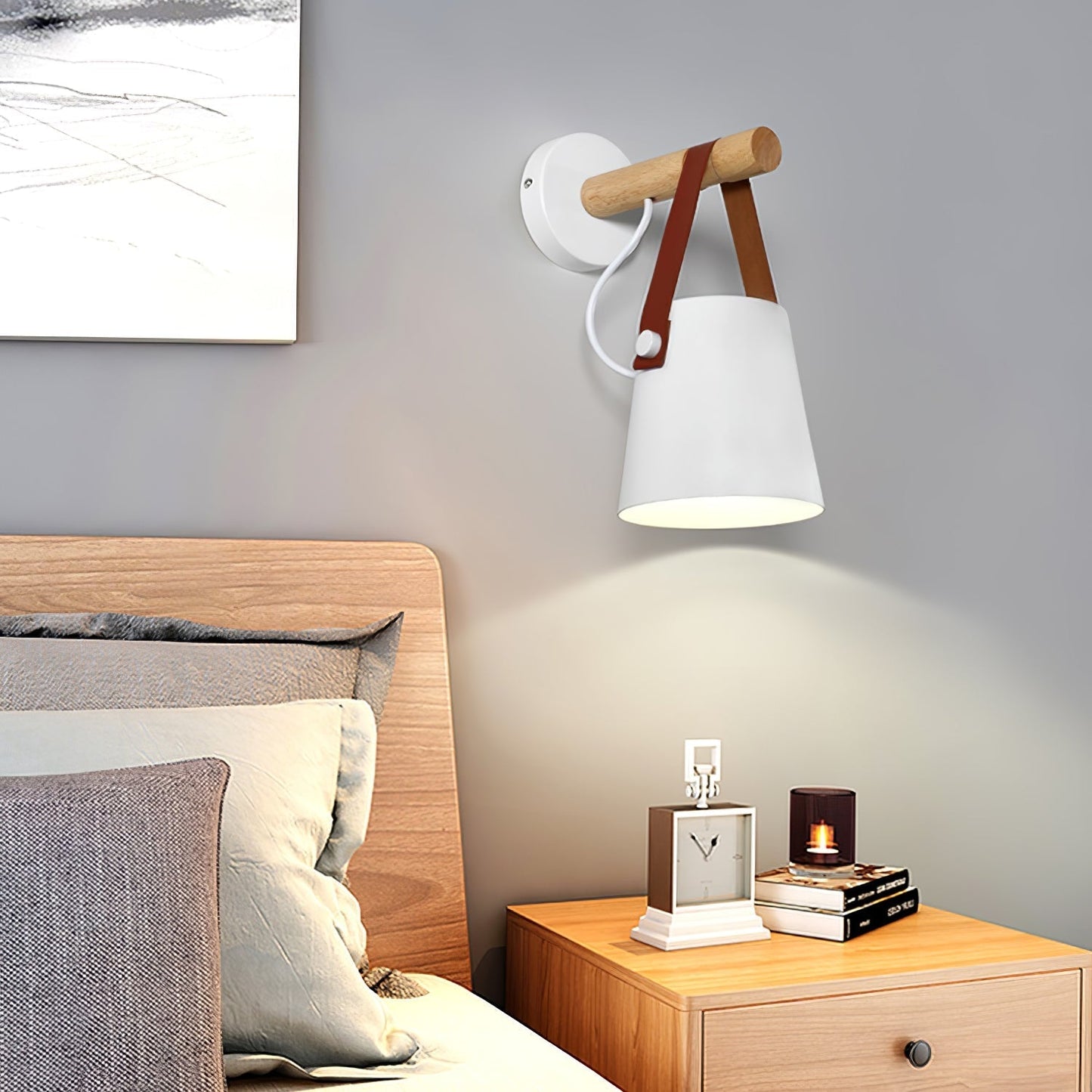 Frendorf | WoodlyGlow Konische Wandleuchte aus Holz | Modernes Design | Umweltfreundlich | Deko für Zuhause