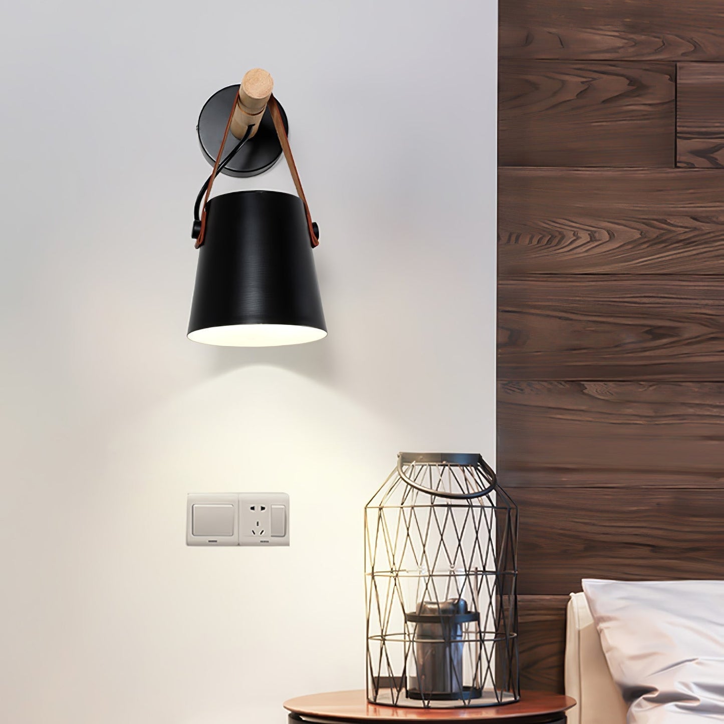 Frendorf | WoodlyGlow Konische Wandleuchte aus Holz | Modernes Design | Umweltfreundlich | Deko für Zuhause