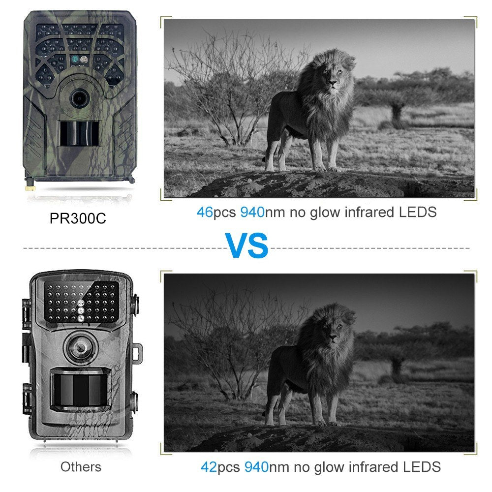 720P 5MP Trail- & Wildkamera - Bewegungsmelder Jagd- & Wildbeobachtung mit 46 LEDs Nachtsicht, IP54 Wasserdicht für den Außeneinsatz