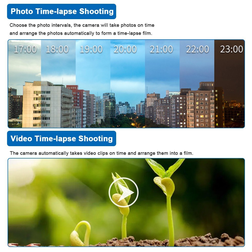 4K 32MP Wasserdichte Outdoor Zeitraffer-Kamera mit drehbarem Bildschirm & 6-Monats-Akku