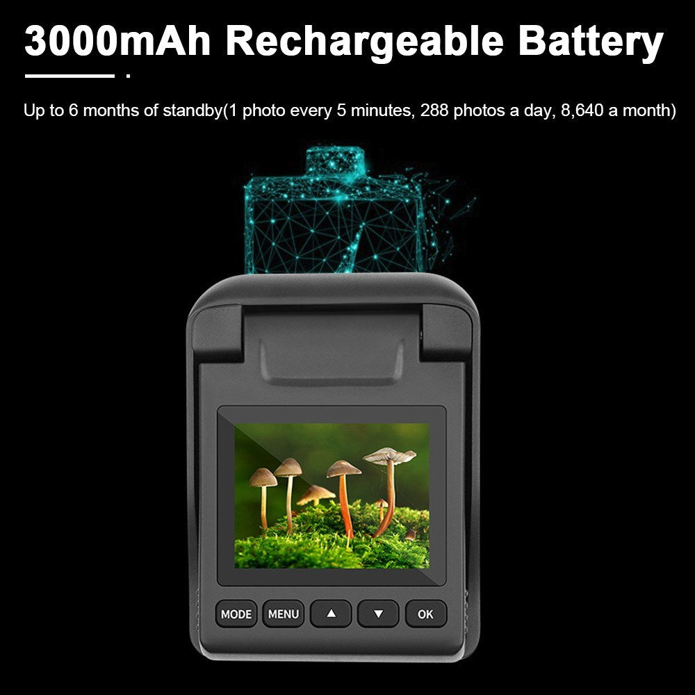 4K 32MP Wasserdichte Outdoor Zeitraffer-Kamera mit drehbarem Bildschirm & 6-Monats-Akku