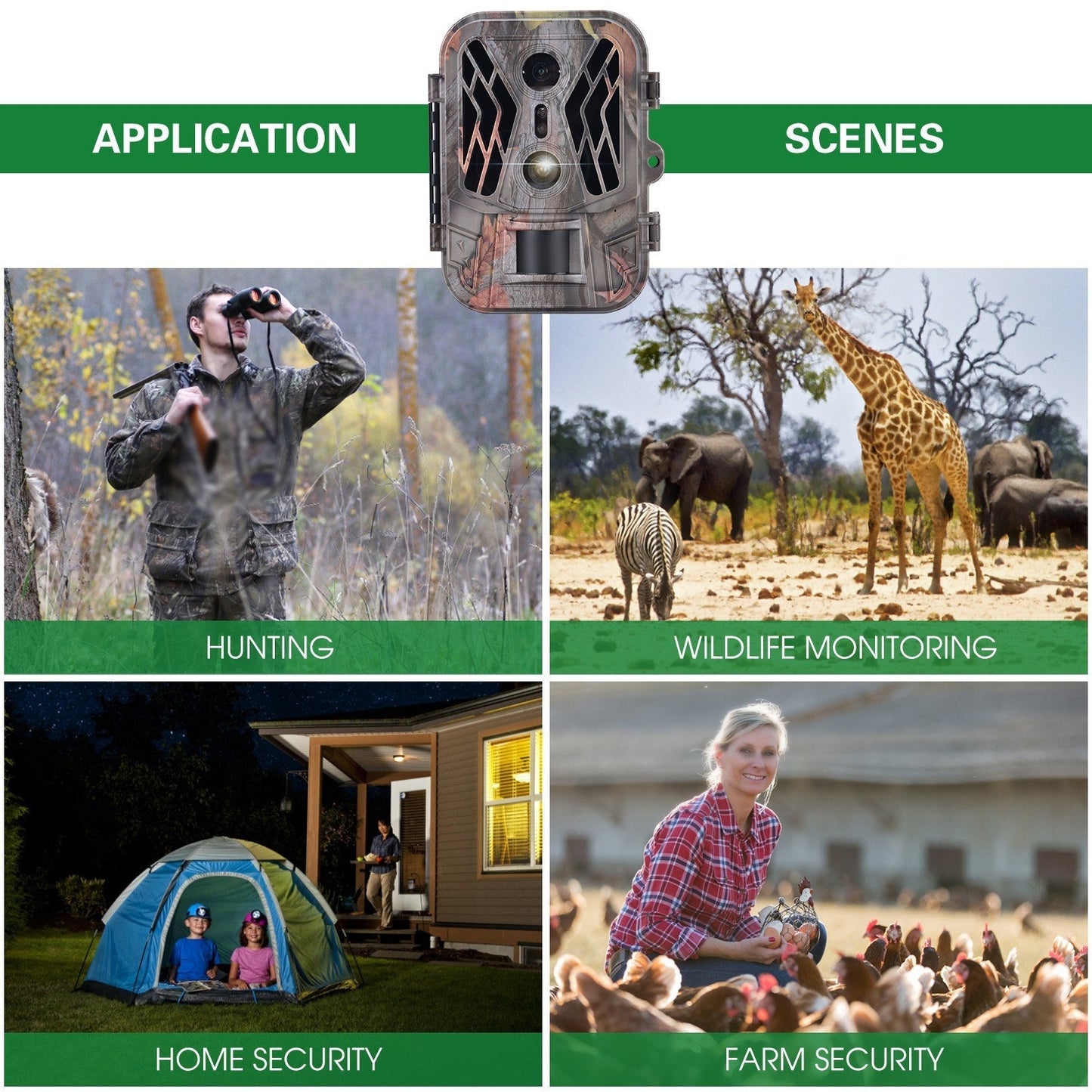 4K 36MP Dual-Lens-Wildkamera mit 2,4 TFT-Bildschirm, bewegungsaktiviert, keine Glühen Nachtsicht, für Wildtiere und Farm-Sicherheit