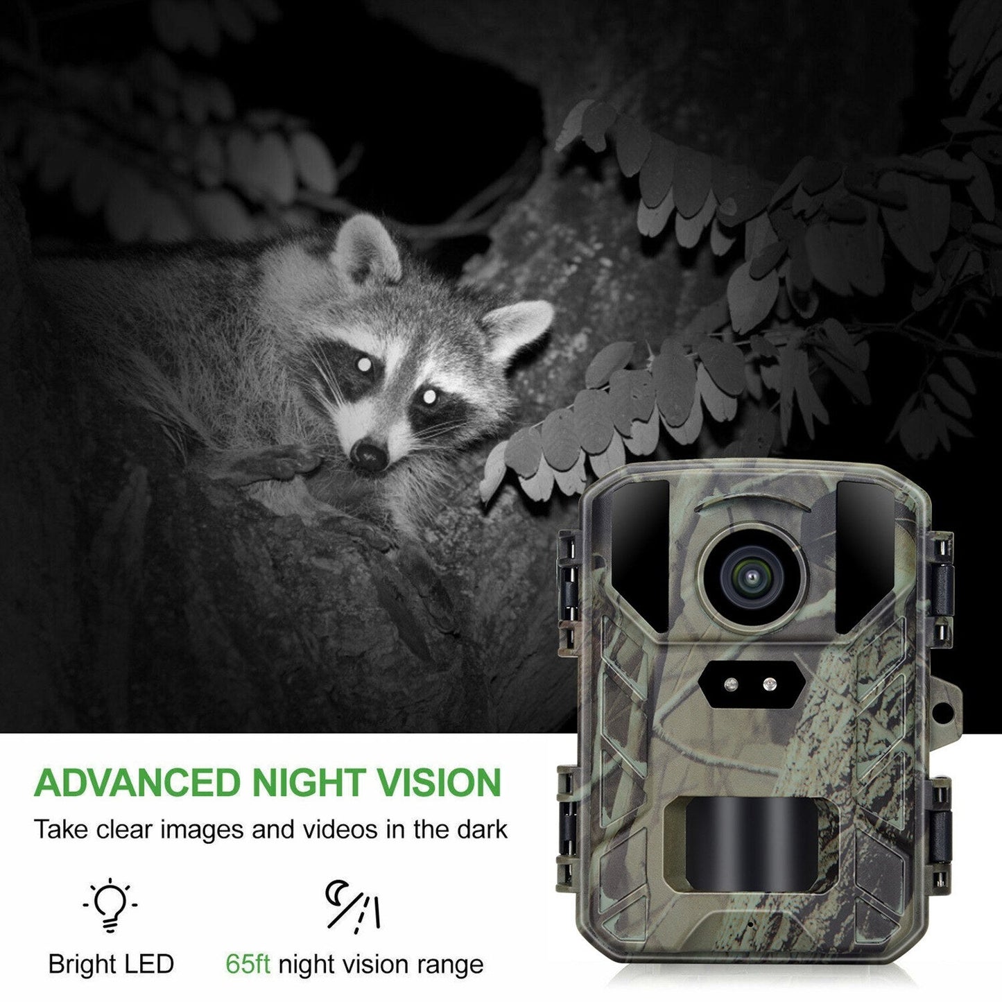 24MP Mini Trailkamera - 1080P Nachtsicht, wasserdicht, 48 IR-LEDs, 60° Erkennung für die Tierjagd