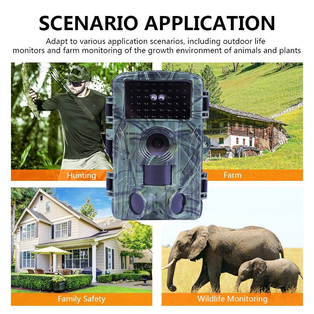 2.7K 60MP wasserdichte Nachtsicht-Spionagekamera mit 2-Zoll-Bildschirm zur Wildtierüberwachung