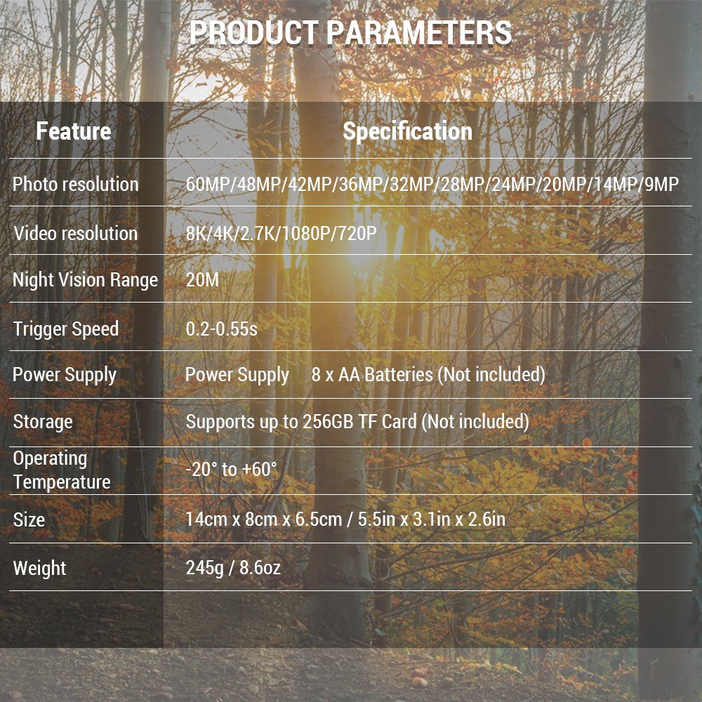 8K Trail Cam 60MP Fotos | Nachtsicht Bewegungsmelder | Wasserfeste Wildkamera für Jagd & Haussicherheit | 4G EU-Version mit SIM & Antenne