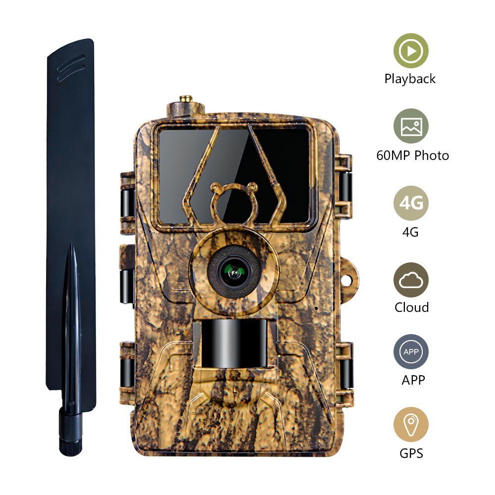 8K Trail Cam 60MP Fotos | Nachtsicht Bewegungsmelder | Wasserfeste Wildkamera für Jagd & Haussicherheit | 4G EU-Version mit SIM & Antenne