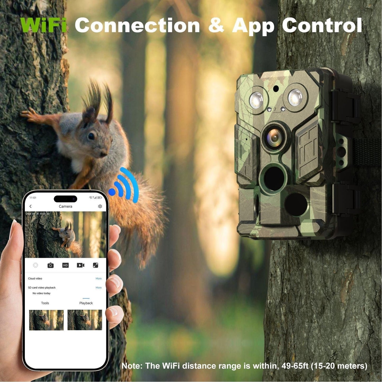 32MP Wildkamera mit Bewegungserkennung, 1080p Video, Infrarot, IP66 wasserdicht, WiFi APP Steuerung, PIR Sensor