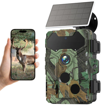 32MP Wireless Solar Trailkamera - Außenwildtier- & Jagdkamera, Infrarot-Nachtsicht, WiFi, IP66 wasserdicht